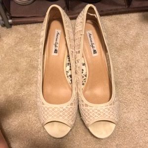 Off White Lace Wedges